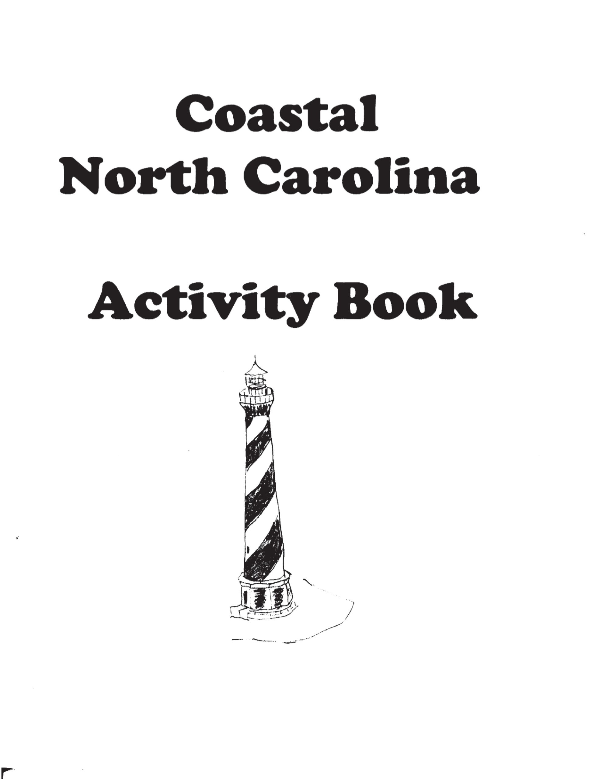 drawing of a lighthouse and the words Coastal North Carolina Activity Book
