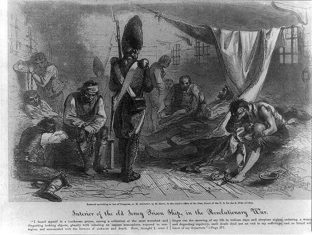 illustration of the Interior of the old Jersey Prison Ship in the Revolutionary War